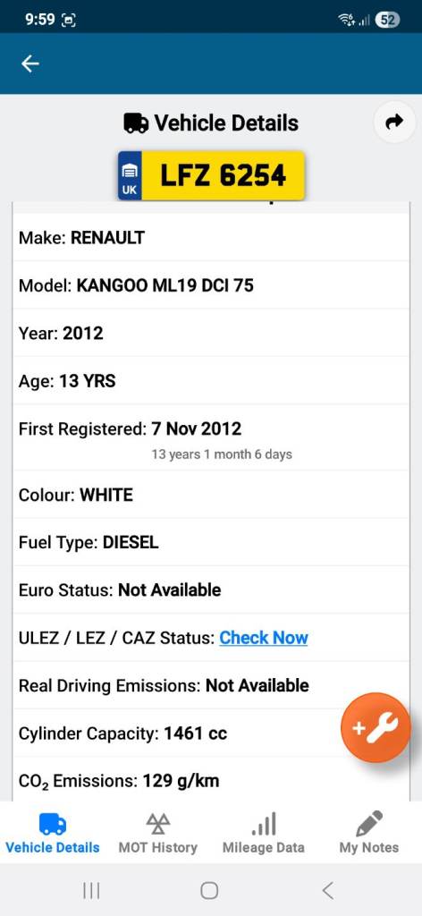 Renault, KANGOO, Car Derived Van, 2012, Manual, 1461 (cc)