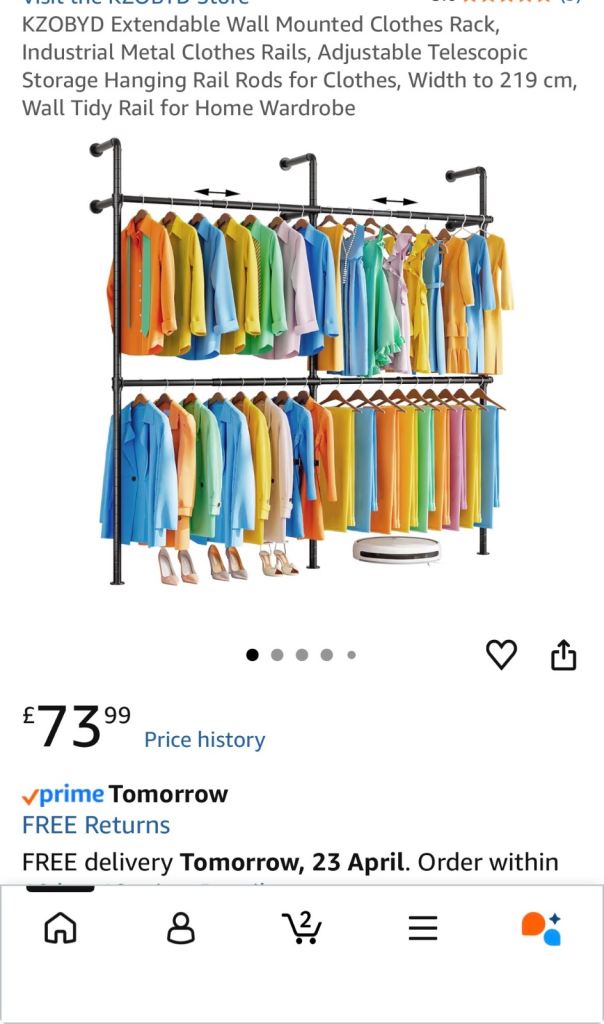 Extendable Wall Mounted Clothes Rail As New