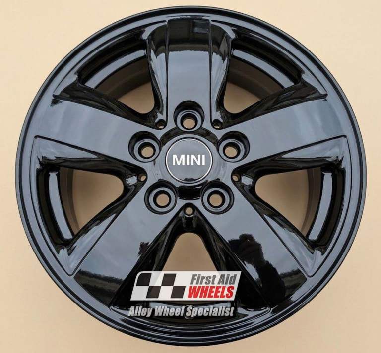 R670BG Swap MINI COOPER / ONE 4X 15'' GENUINE 492 HELI SPOKE GLOSS BLACK ALLOY WHEELS