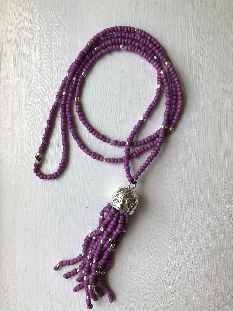 Pink Indian Glass Beaded Claspless Necklace