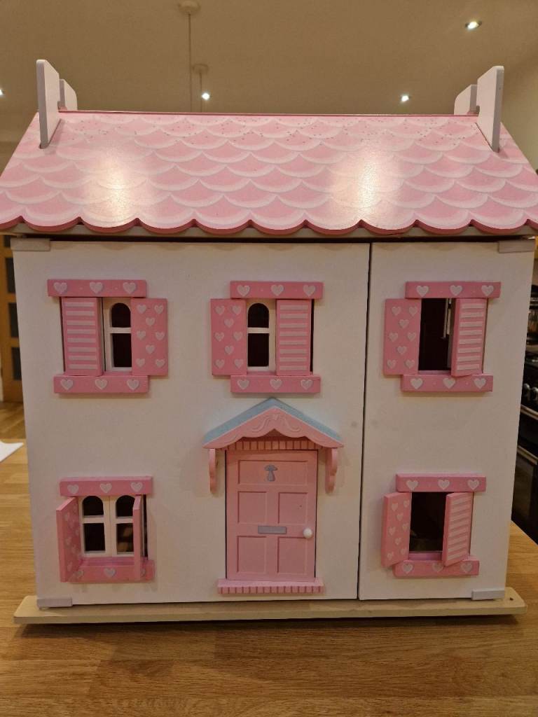 Dolls House with family, car and LOADS of furniture
