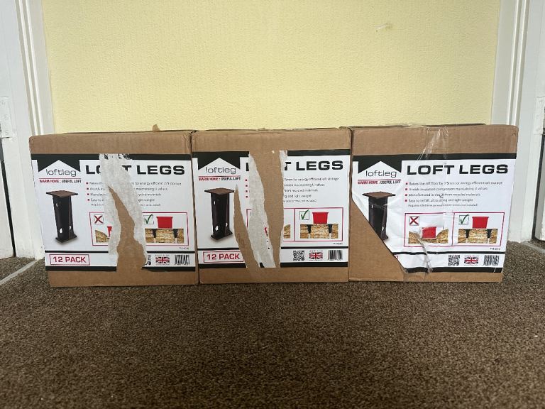 3x unopened loft legs boxes 175mm