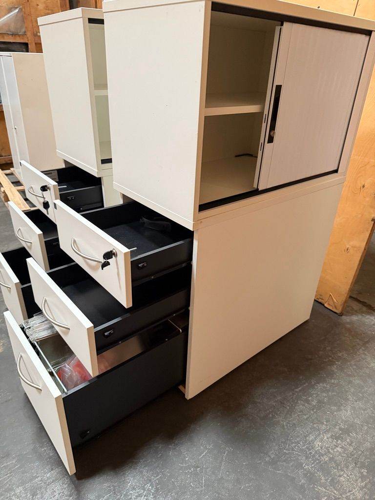 Two Combination Office Filing & Storage Cabinets/Filing Storage Cabinets 