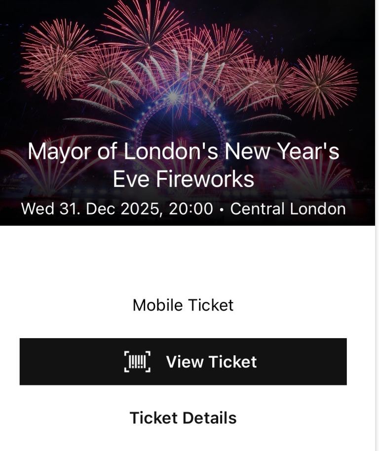 1x NYE Ticket ENTRANCE 8 WHITE 