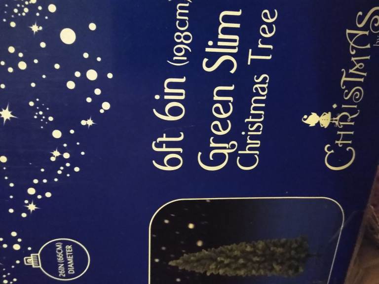 B&Q 6'6"Green Christmas tree with coloured lights (other decorations not included)