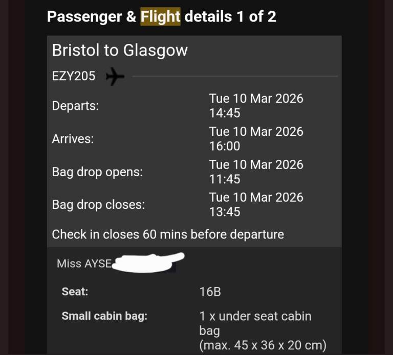 Flights from bristol to glasgow . 2 passengers