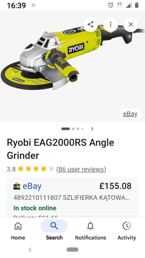 Ryobi grender 