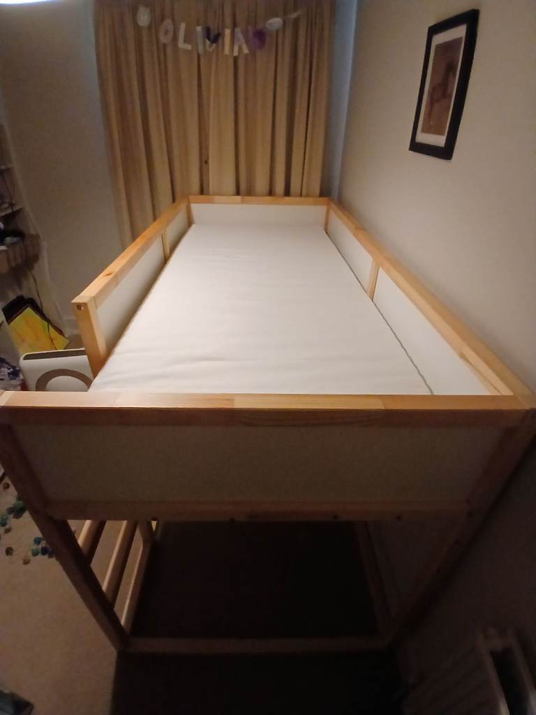 1 year old KURA Kid's Loft Bed + Mattress 