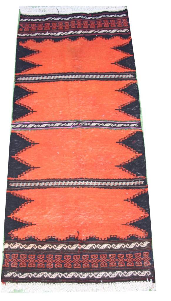 Persian Baluch Kilim wool handmade flat weave rug 5.2 x 2.2 ft orange field