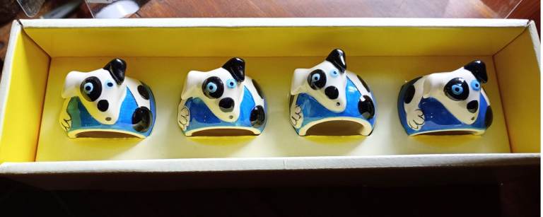 Set of 4 Cute Ceramic Dog Napkin Rings