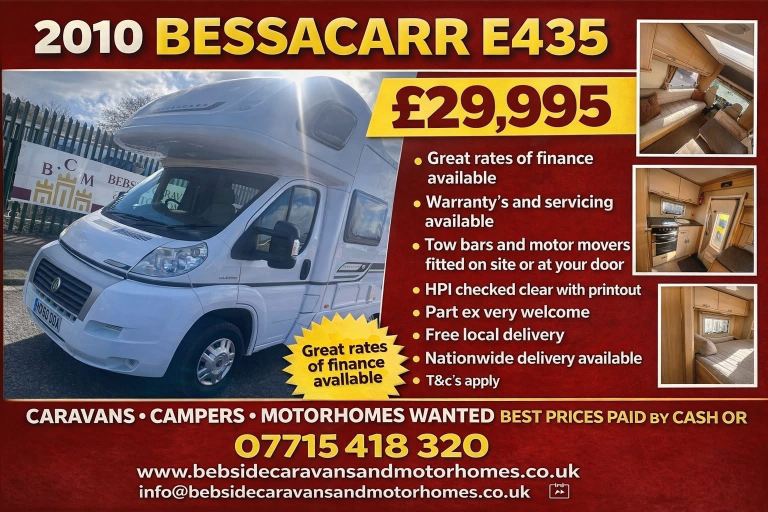 Motorhome - Fiat, DUCATO Bessacarr E435 35 100 M-JET MWB, 2010, 2198 (cc)