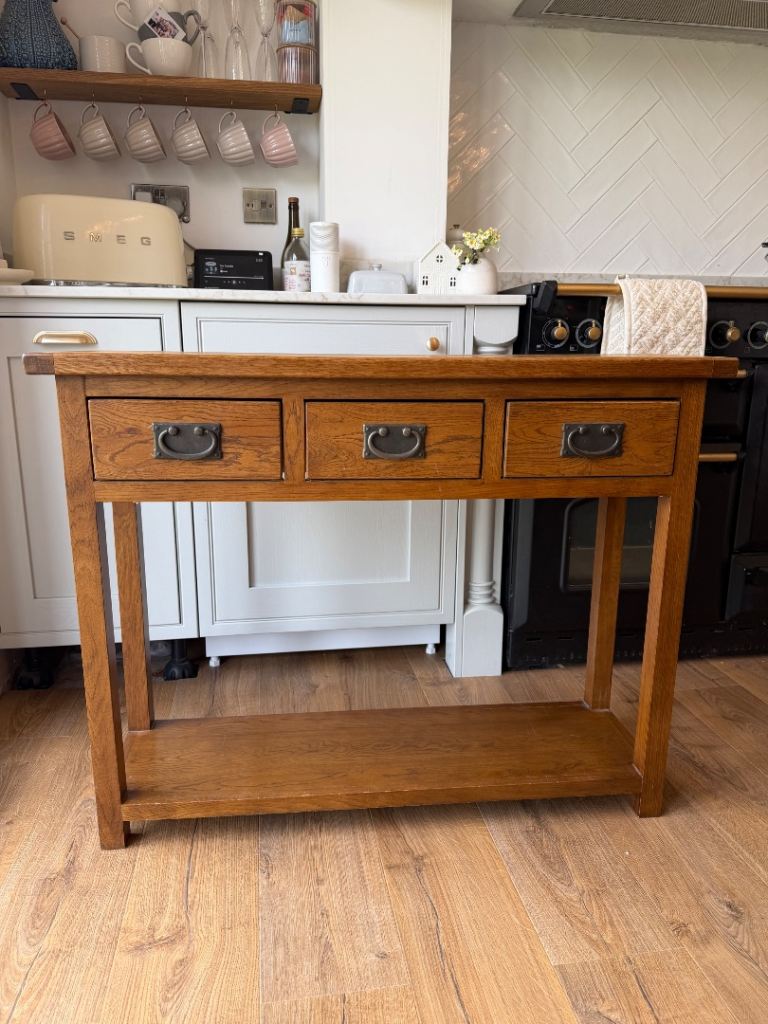 Solid oak console table 