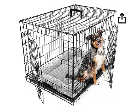  Foldable Puppy 2 door Crate Removable Tray (76cm) Black