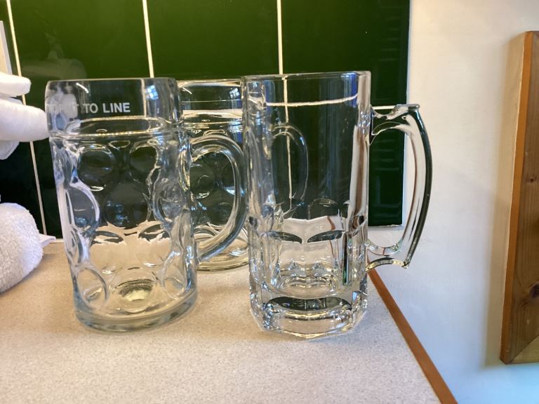 3 x 2 pint Beer Glasses Steins - Good Condition