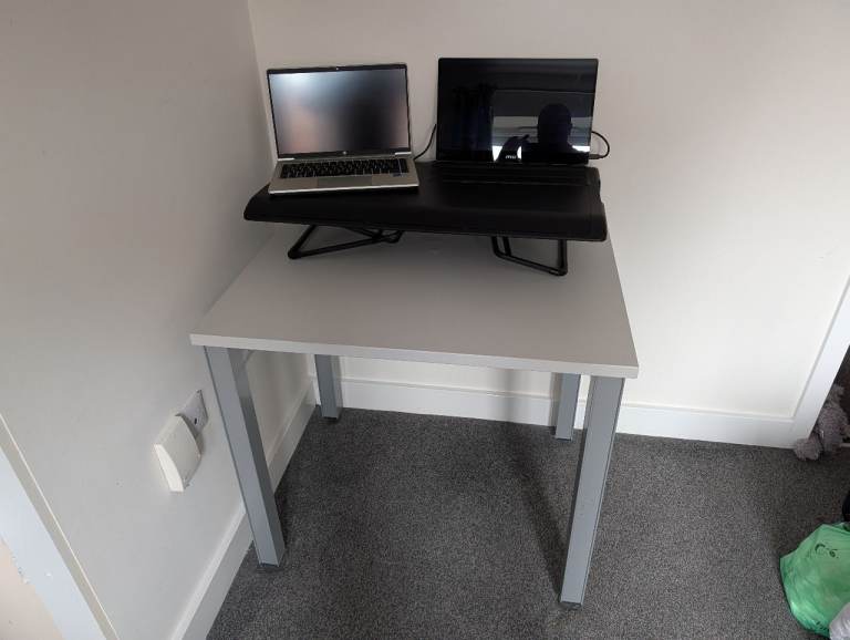 Herman Miller Desk, connection chair and Veri monitor riser stand 