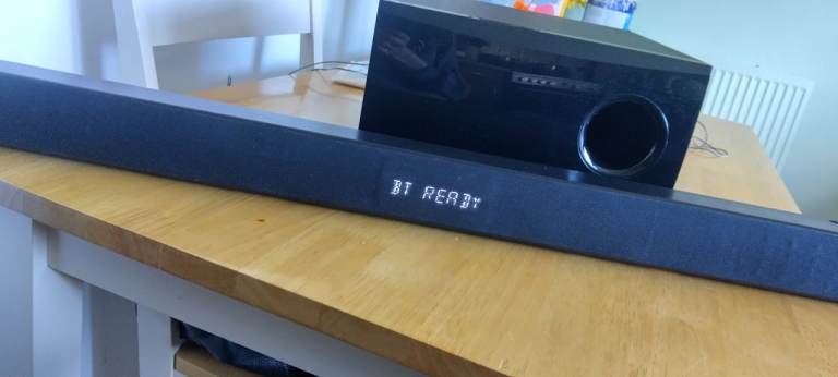 Sold LG Soundbar paired with a wired subwoofer good used working condition. 