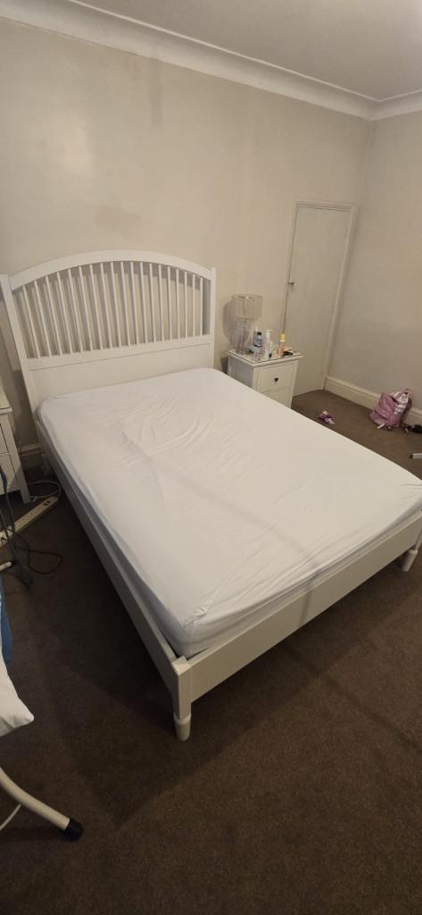 White Double Bed Frame – Good Condition