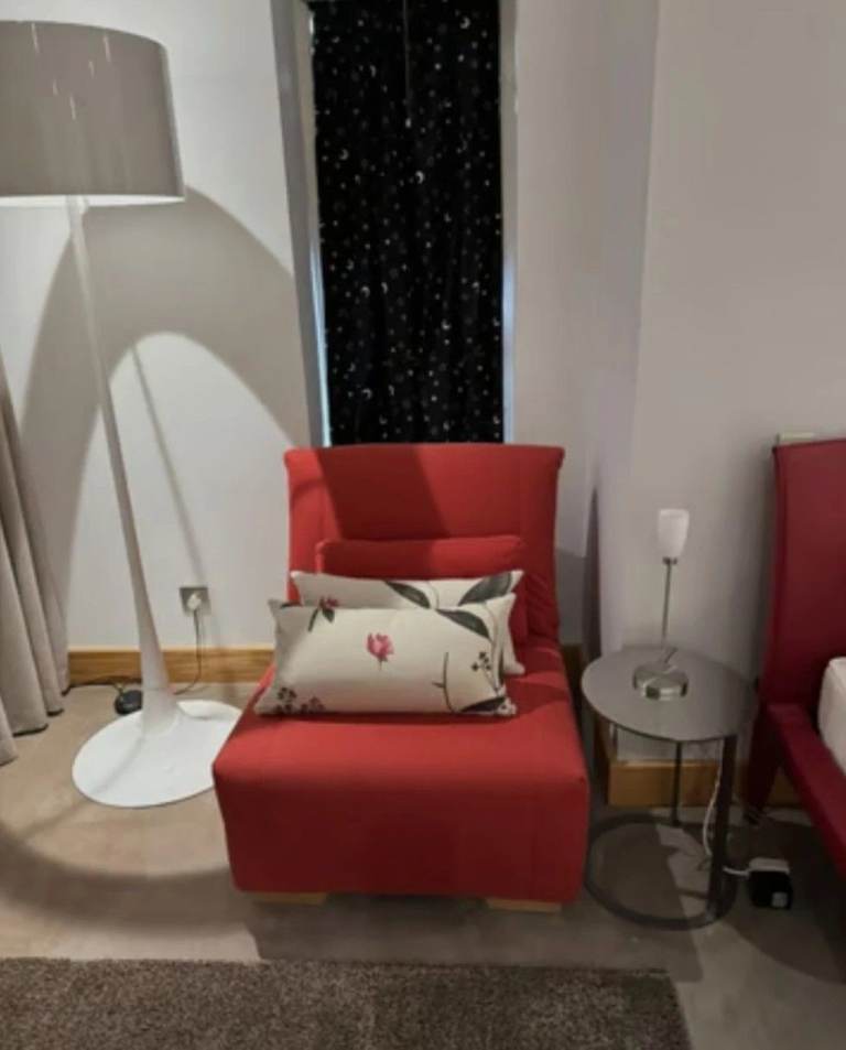 John Lewis Strauss Single Chair Bed in Red Cotton