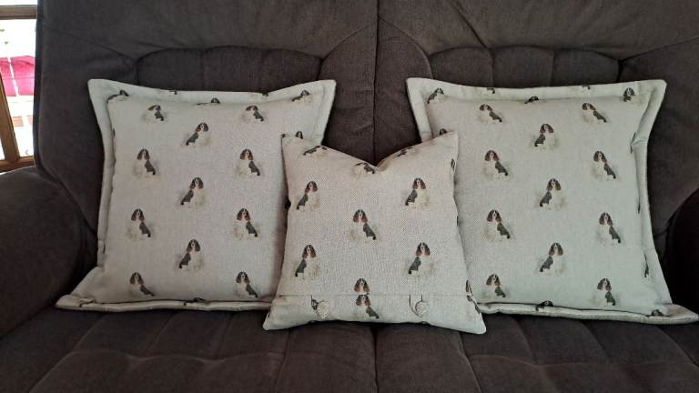 Handcrafted Spaniel Cushions x 3