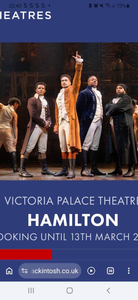 HAMILTON (TUES MAY 5th) - 7.30pm (1 ticket Royal Circle Row J)