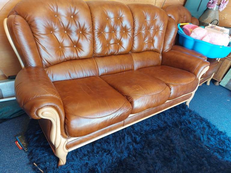 Leather sofa and chair.