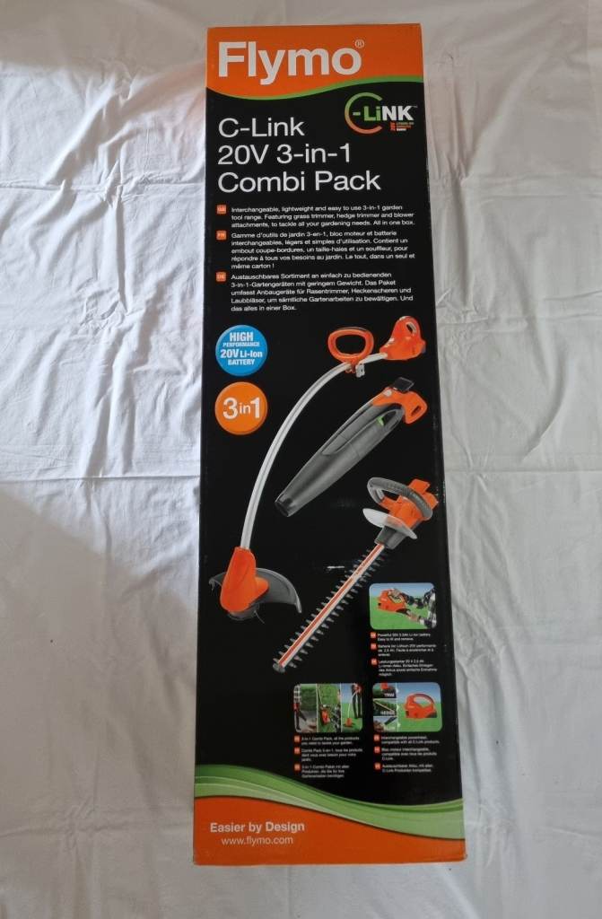 Flymo C-Link 20V, grass trimmer, hedge trimmer and blower, no batteries