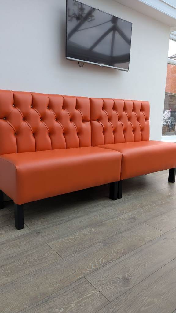 Orange bench seating kitchens restaurant café 
