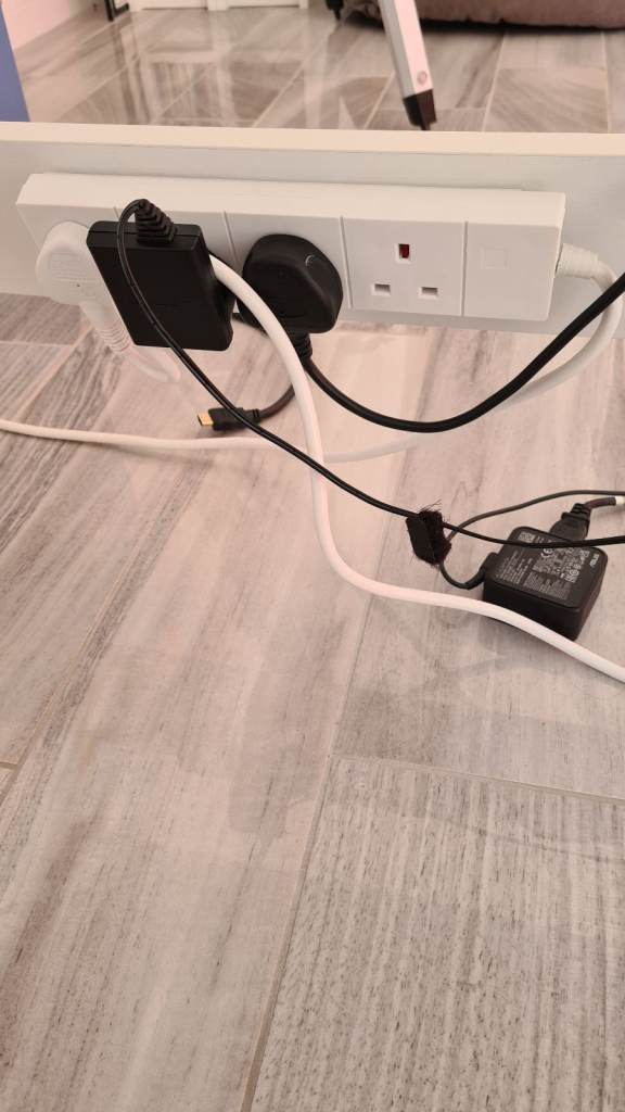White L-Shaped Corner Desk with Shelf – Good Condition, £40.00 for Sale