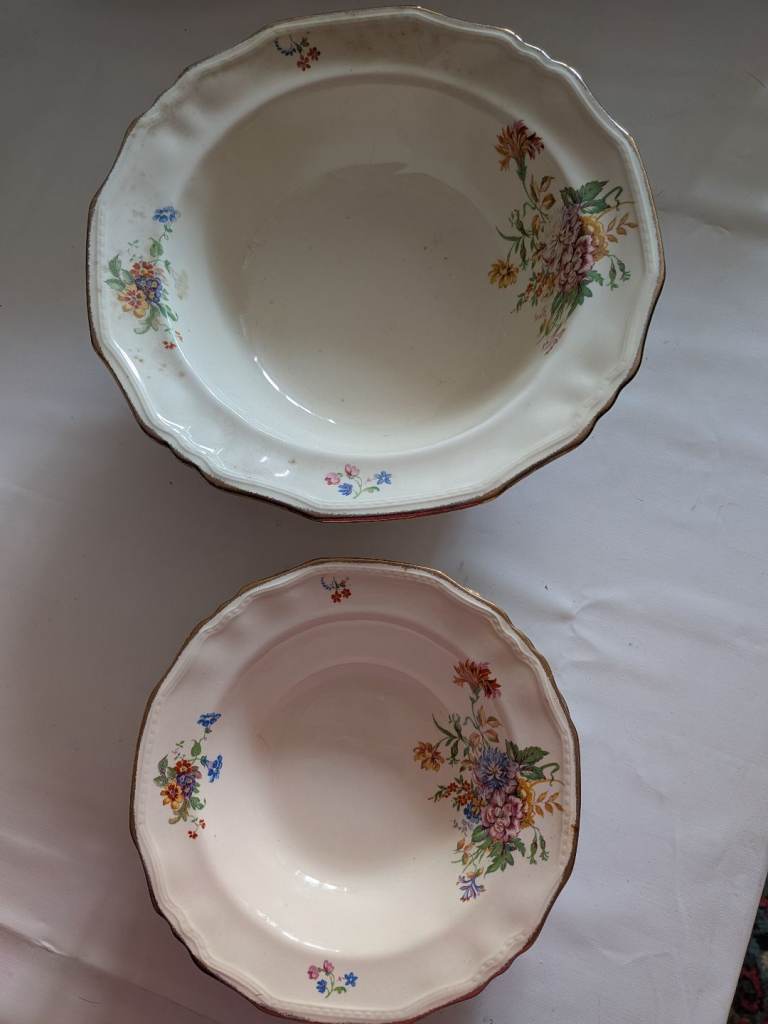 Alfred Meakin Floral Gold Flutes Fruit Bowl Set