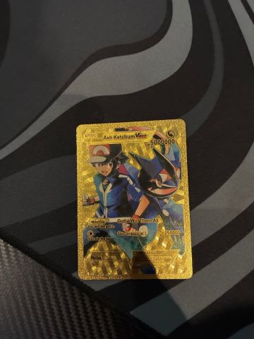 ash ketchum pokemon card vmax Ash Ketchum Vmax HP 50,000,000 Weakness NONE Gold Foil Fan Art Mint/NM