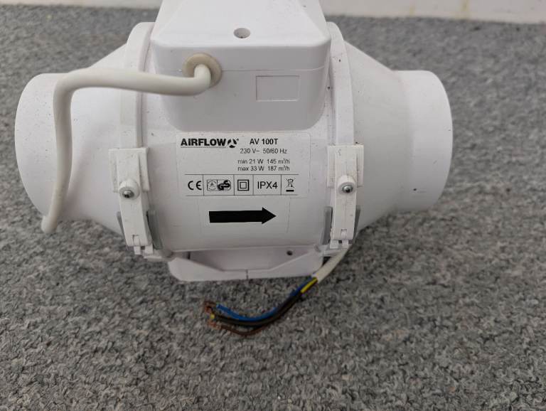 AIRFLOW AV 100T In-line Duct Fan - Good Condition