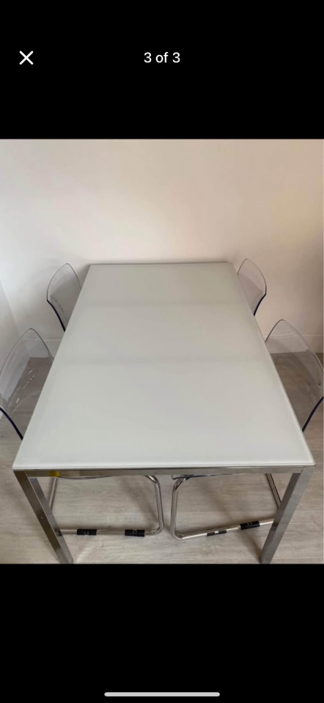 White and chrome dining table