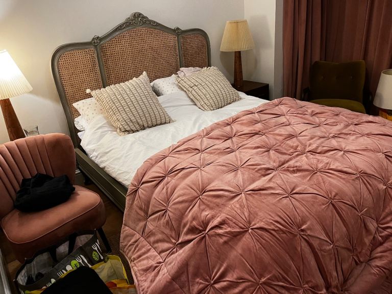 Cox and Cox Pink velvet heavy weight luxurious throw