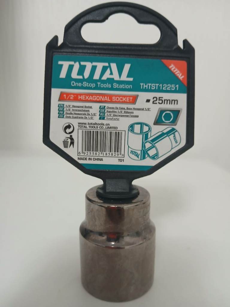 TOTAL 25mm Socket 1/2" Drive – Hexagonal – CR-V Steel – THTST12251 | NEW