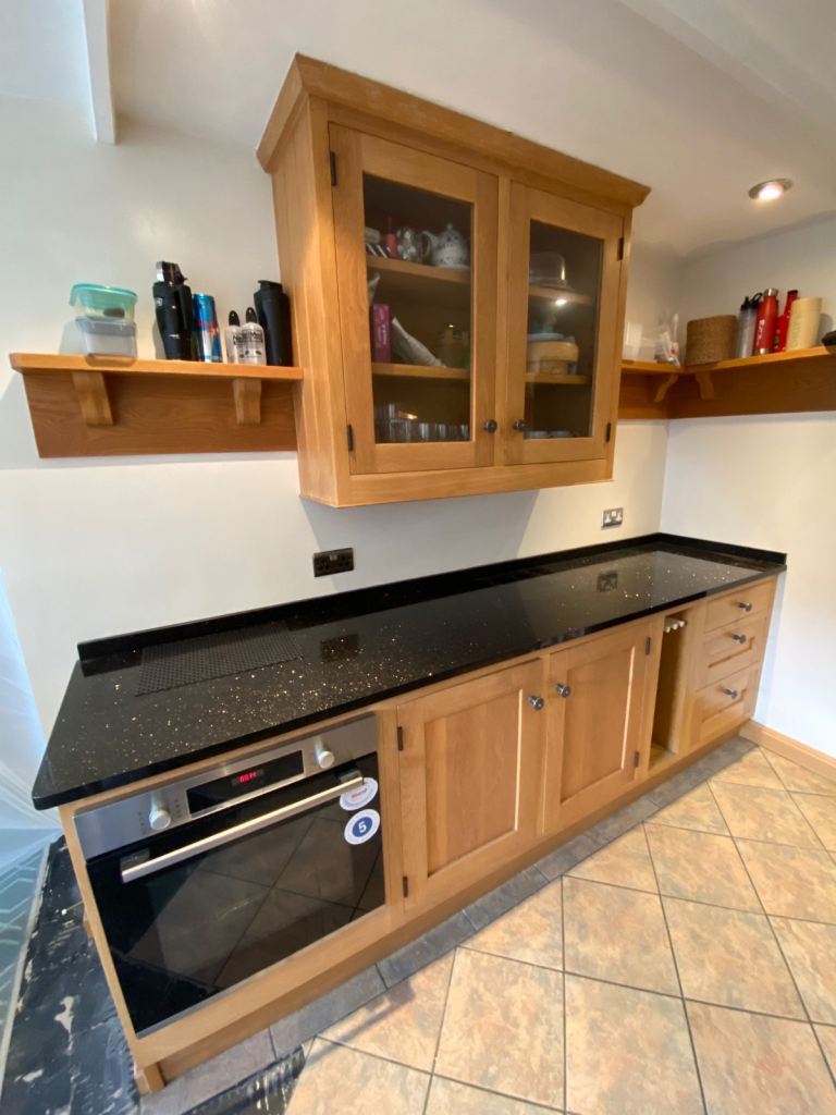 Solid Oak kitchen units and quartz top