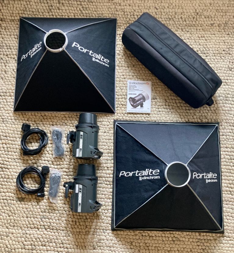Elinchrom Portalite Set (2x BX500Ri Flash Heads) for studio/location - In nearly new condition.