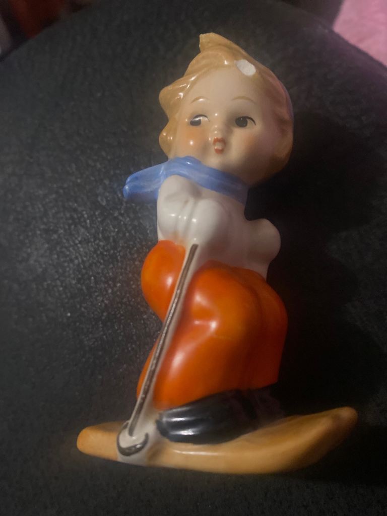West German vintage skier salt cellar rare colour 