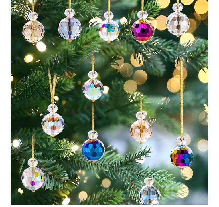 12Pcs 22mm Christmas Tree Crystal Ball Ornaments