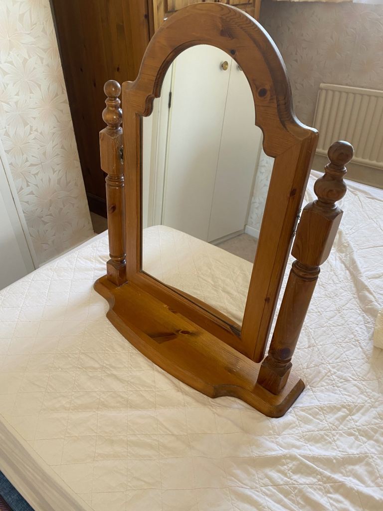 Bedroom pine vanity mirror Ducal .mirror  can be tilted . Collect only 