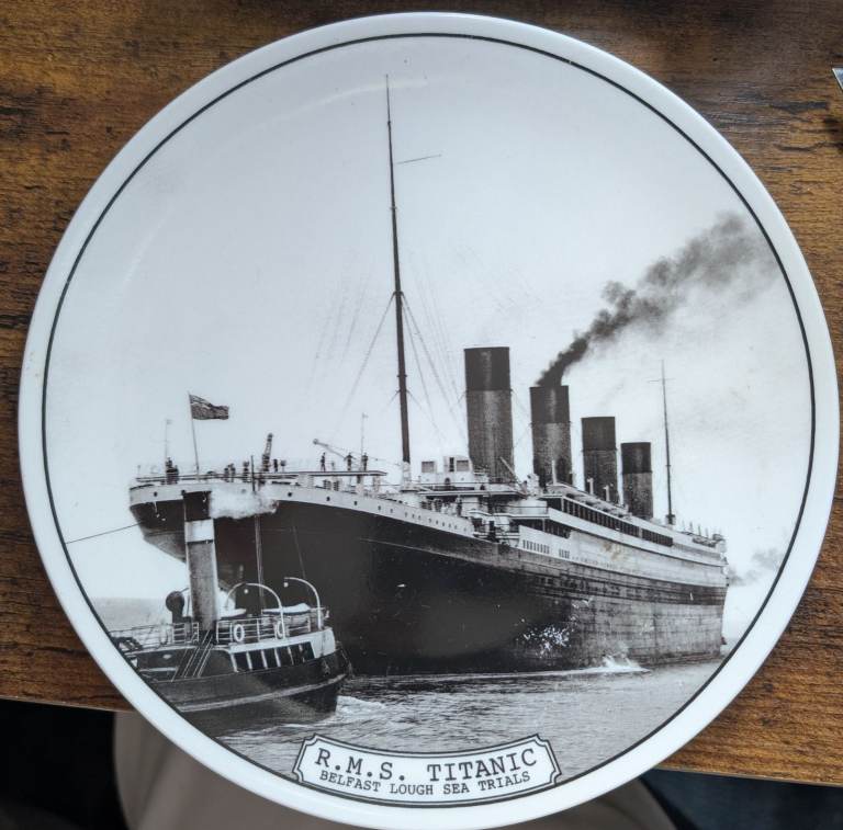 R.M.S Titanic Plate 20cm Belfast Lough Sea Trials Shannagh Potteries Bone China