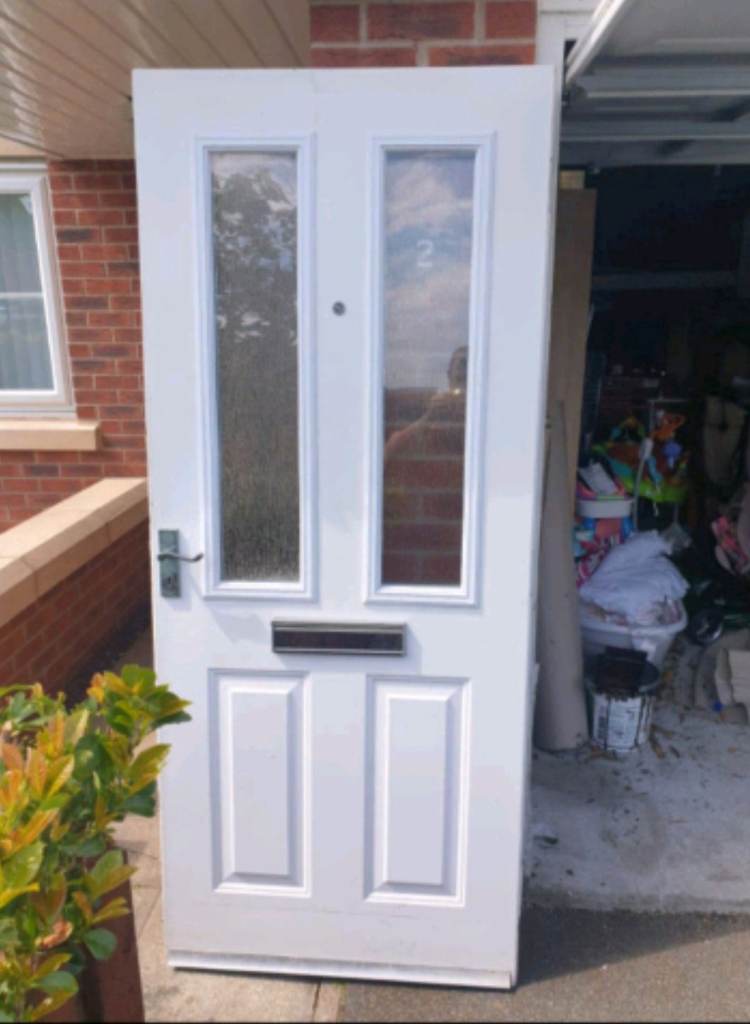 Front Door, White, 2 Glass Panes