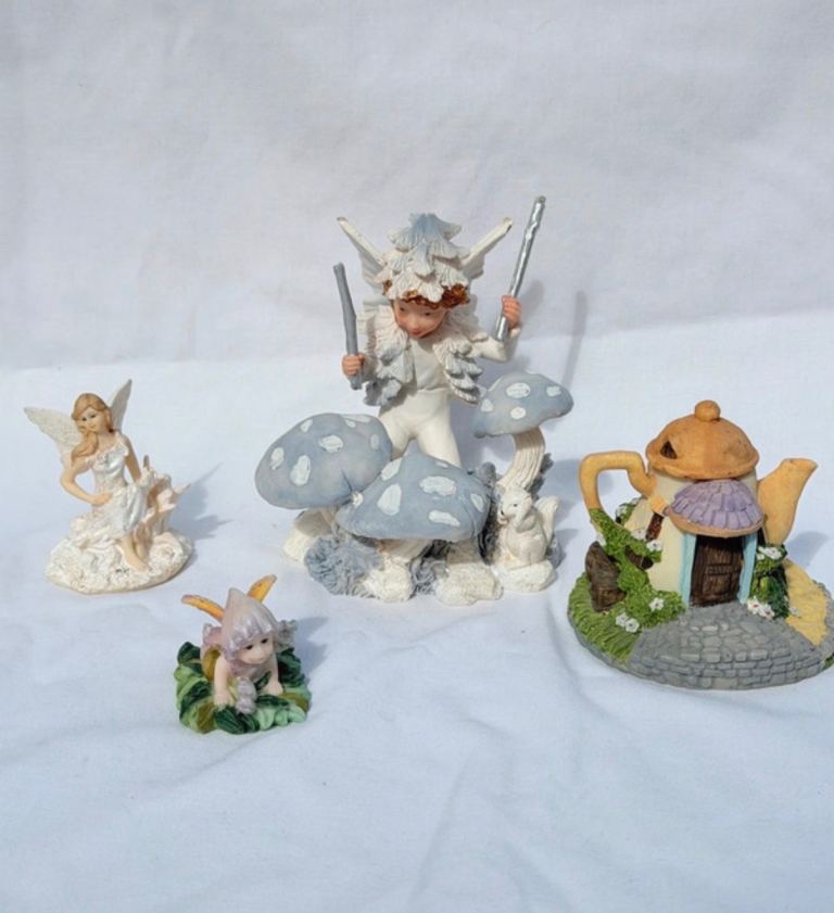 Enchanted Fairy & Winter Wonderland Figurine Set (4 Pieces)