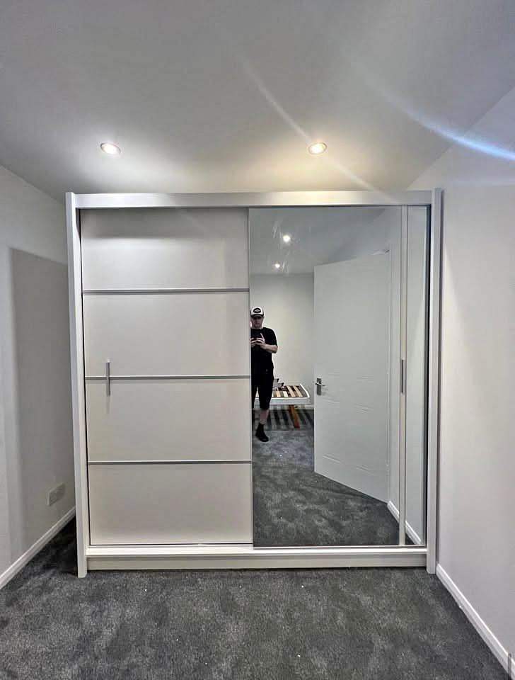 White 2 Door Sliding Wardrobe , 150cm 2 Door Sliding Mirror Door ...