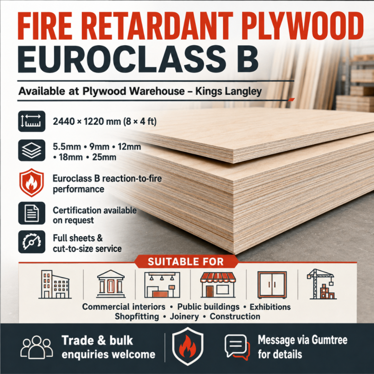 Fire Retardant Plywood – Euroclass B – Nationwide Delivery