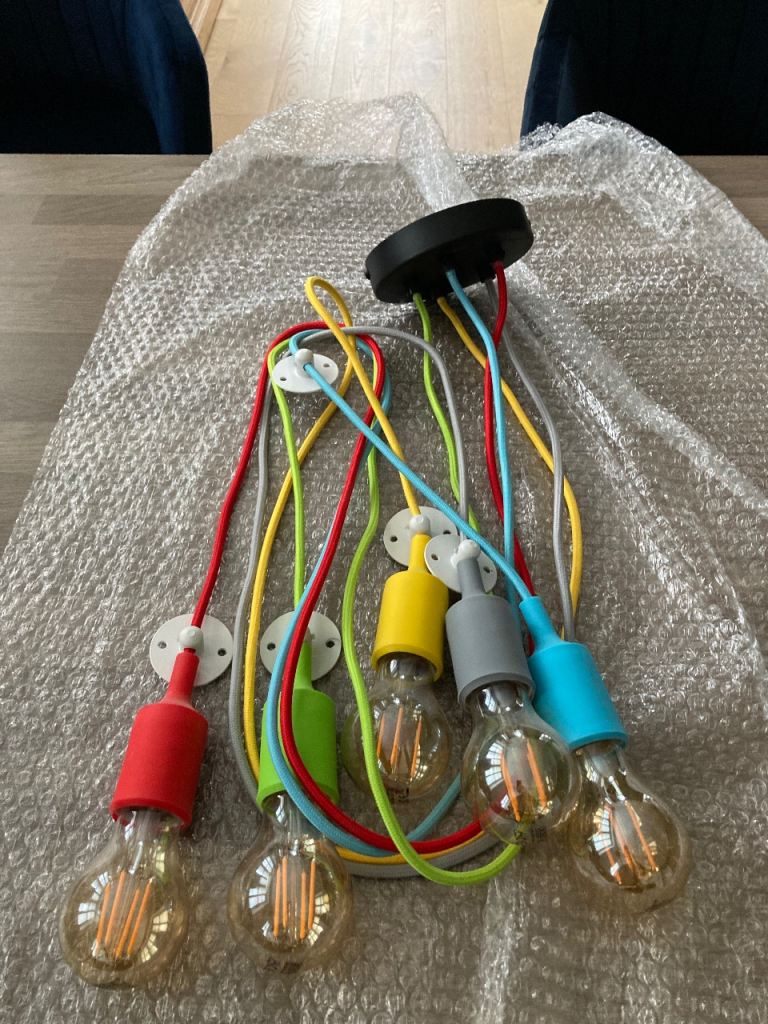 Rainbow flex 5 light spider Ceiling Pendant Light with 5 Edison Bulbs – As Good As New