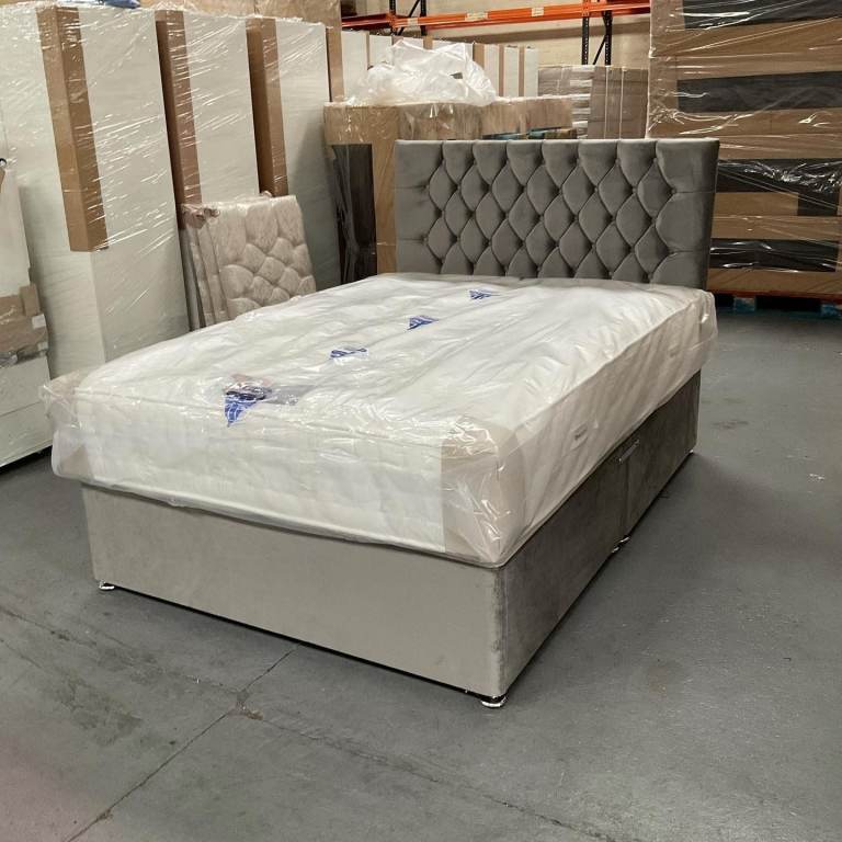 image for Elegant DIVAN 4FT6 Double Bed Base With Mattress & Storage >> Amazing 20% Off >> COD>>