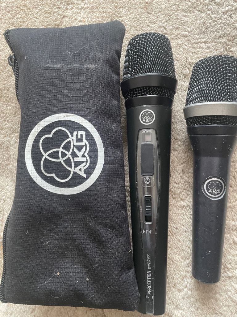 AKG Perception Wireless HT45 Microphone and AMG wired microphone with Pouch – Good Condition