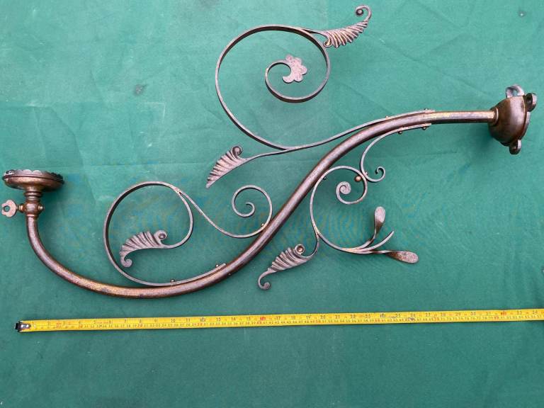 Decorative Ornate Brass Gas Lamp Fittings, a Pair, Antique Victorian, each 60x90cm