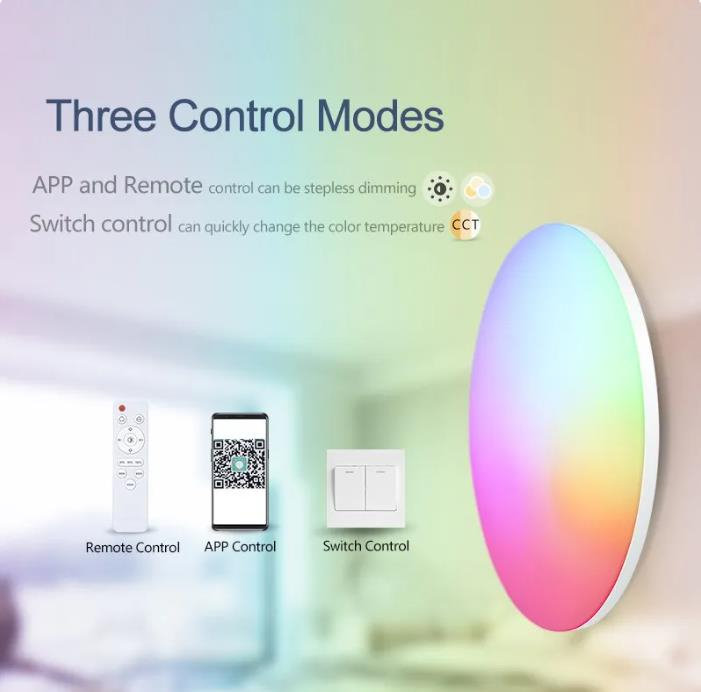 Smart Multi Colours LED Ceiling Light, Remote / APP / Switch Control, 30cm Diameter, Dimmable