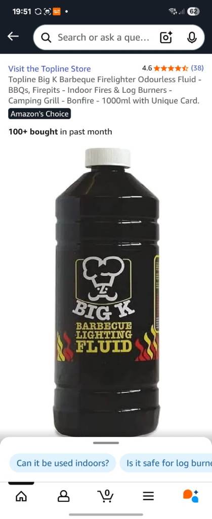 Big K Barbeque Firelighter Fluid, ideal car boot